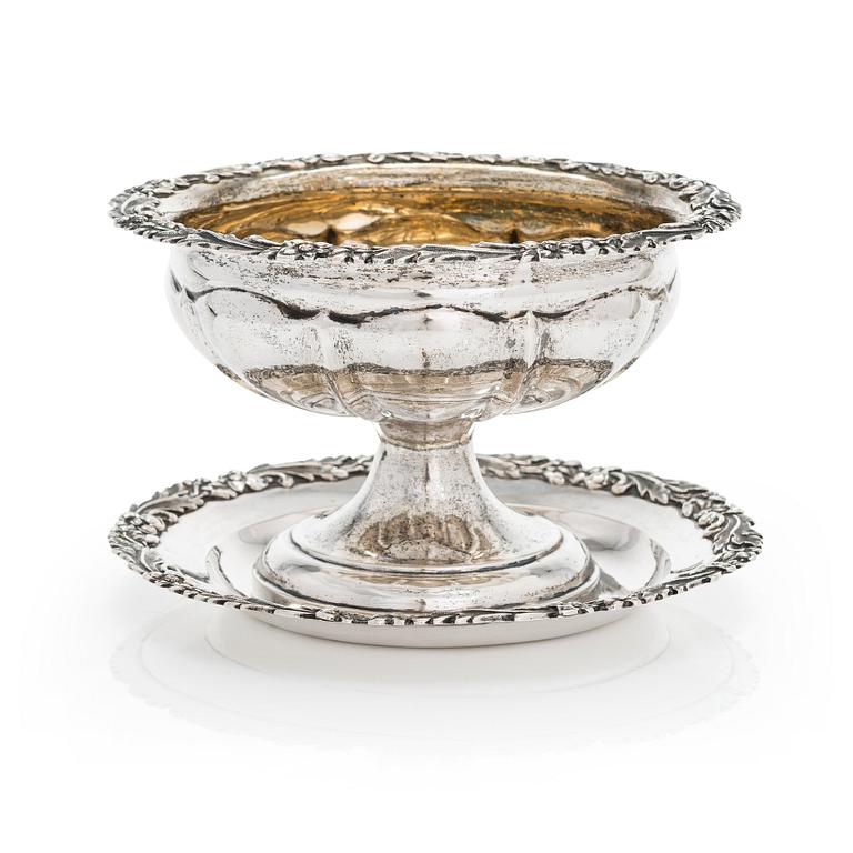Roland Mellin, Skål på fat, silver, Helsingfors 1840.