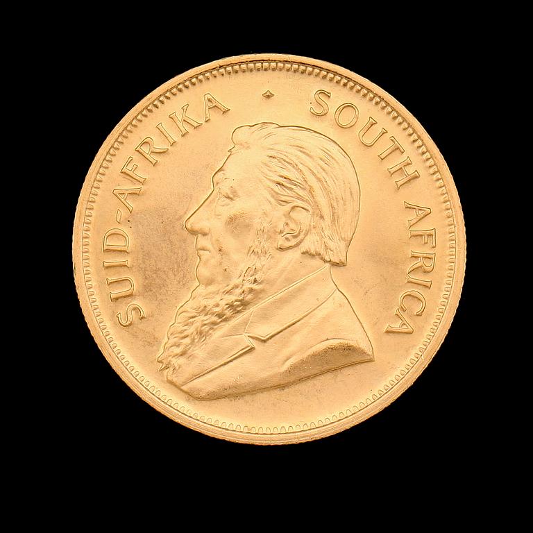 GULDMYNT, finguld, Krugerrand, Sydafrika, 1983. Vikt ca 31 g.