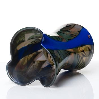 Eva Englund, a glass vase with vertical abstract decoration, Orrefors Sweden, 1989, EA-89.