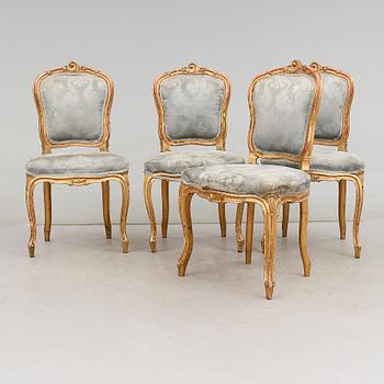 STOLAR, 4 st, rokokostil, 1800-talets andra hälft.