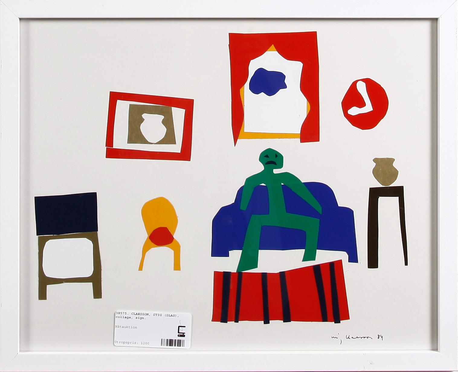 CLAESSON, STIG (SLAS), collage, sign.