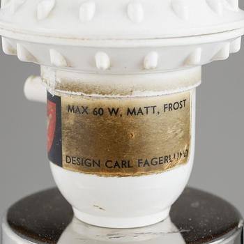 BORDSLAMPOR, ett par, glas. Carl Fagerlund för Orrefors, 1960-tal.