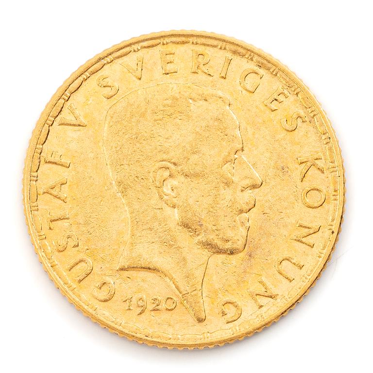Guldmynt, Sverige, Gustav V, 5 kronor, 1920.