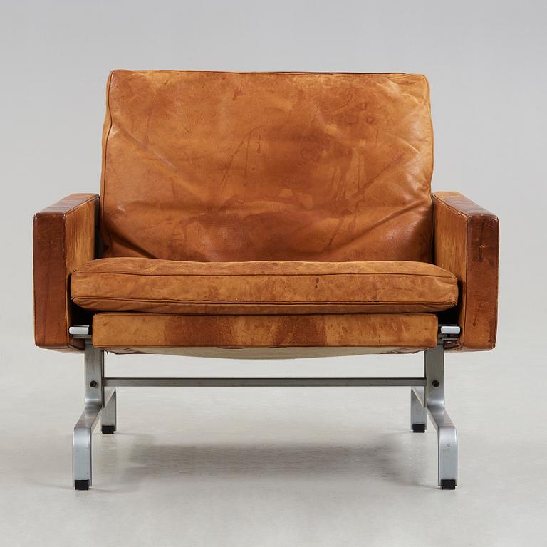 POUL KJAERHOLM, fåtölj, "PK-31", brunt skinn, E Kold Christensen, Danmark 1960-tal.