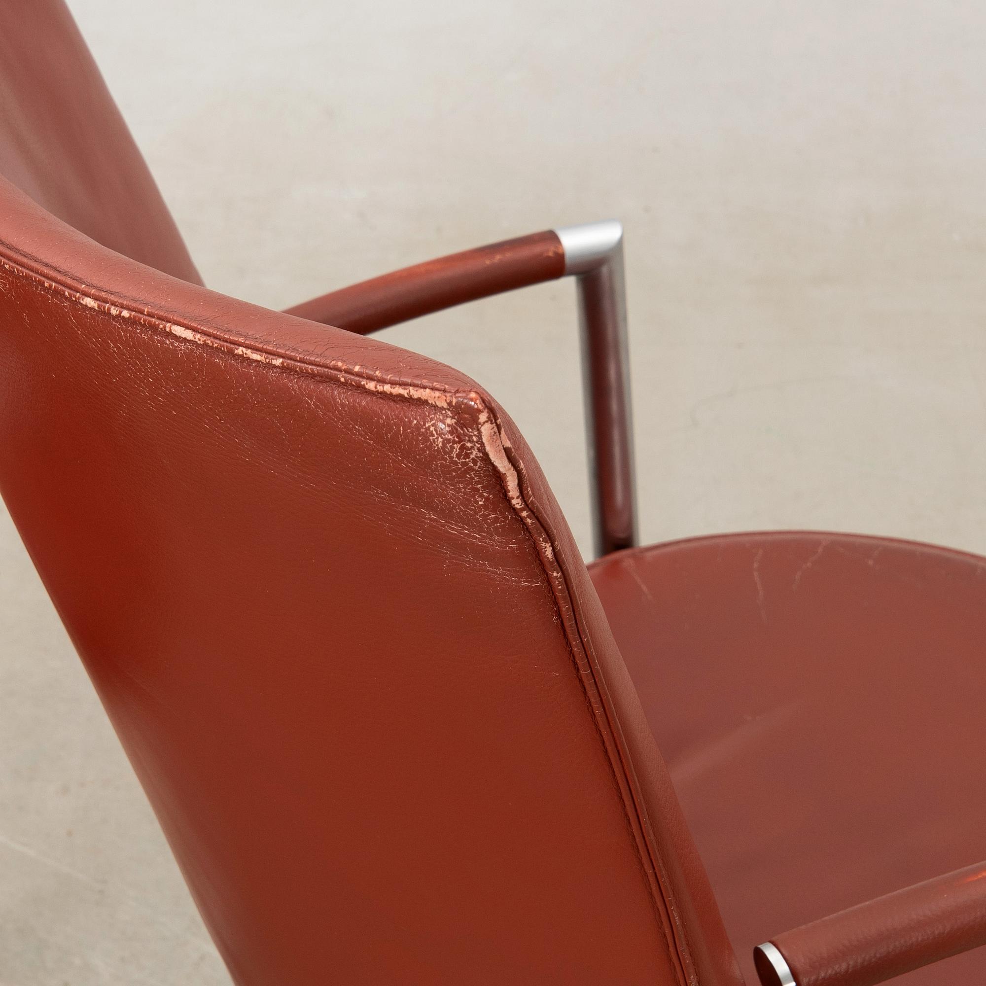 Foersom & Hiort-Lorenzen armchairs 6 pcs "Partner / EJ 70" for Erik Jørgensen Denmark, late 20th century.