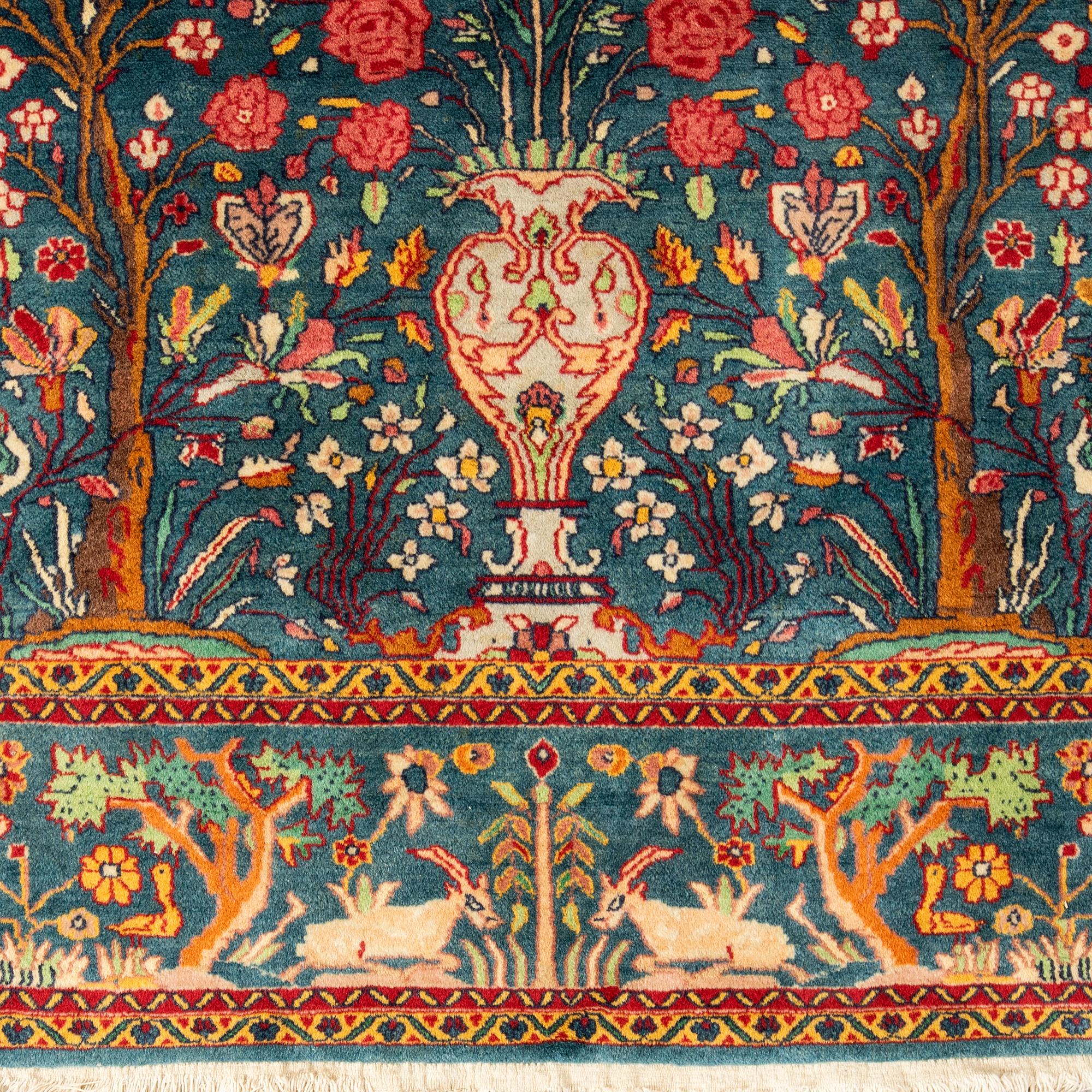 Rug, Pakistan/Northern India, figural, semi-antique, approx. 220 x 150 cm.
