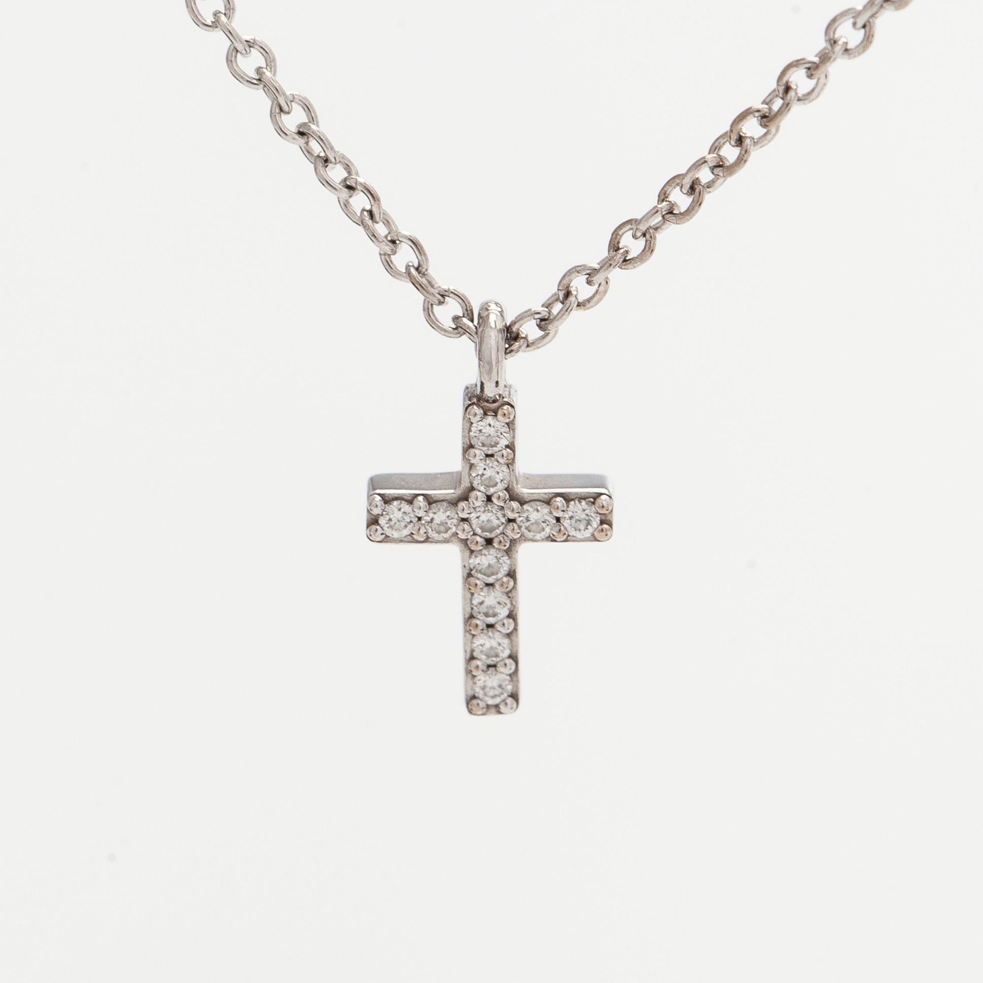 Tiffany & Co, halsband "Metro Cross", 18K vitguld och diamanter.