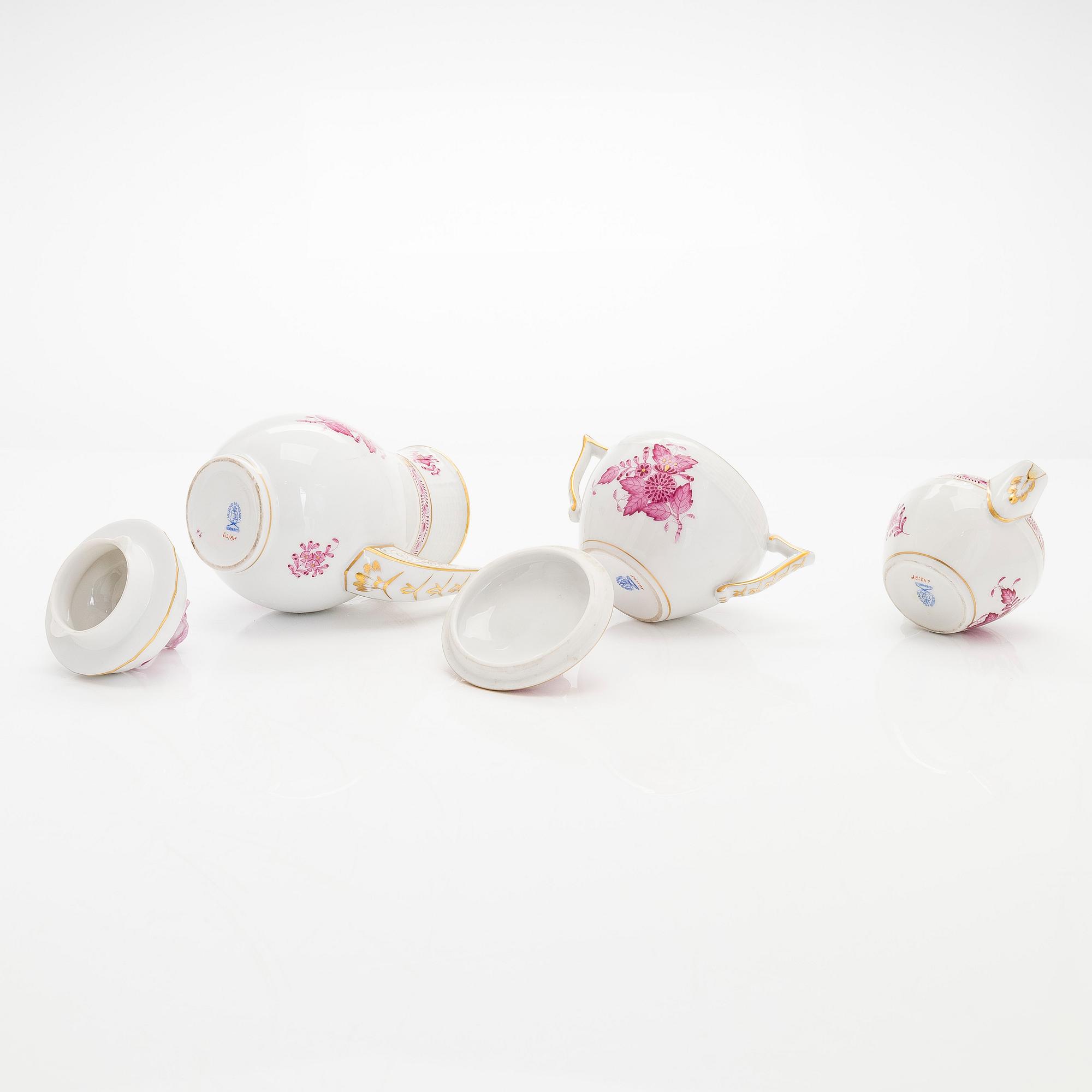 Herend, kaffeservis, 10 delar, porslin, "Apponyi"/"Chinese Bouquet", Ungern 1900-tal.