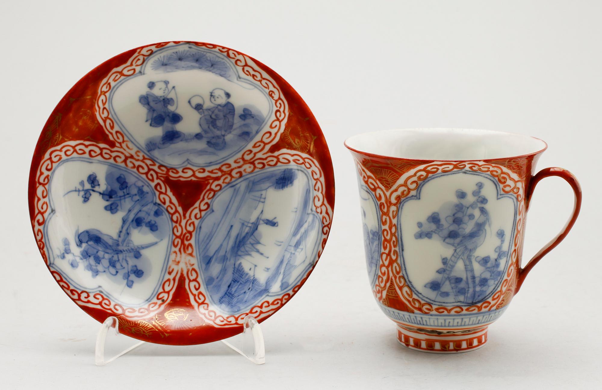 KOPP med FAT, porslin, Japan, sekelskiftet 1900, sign.