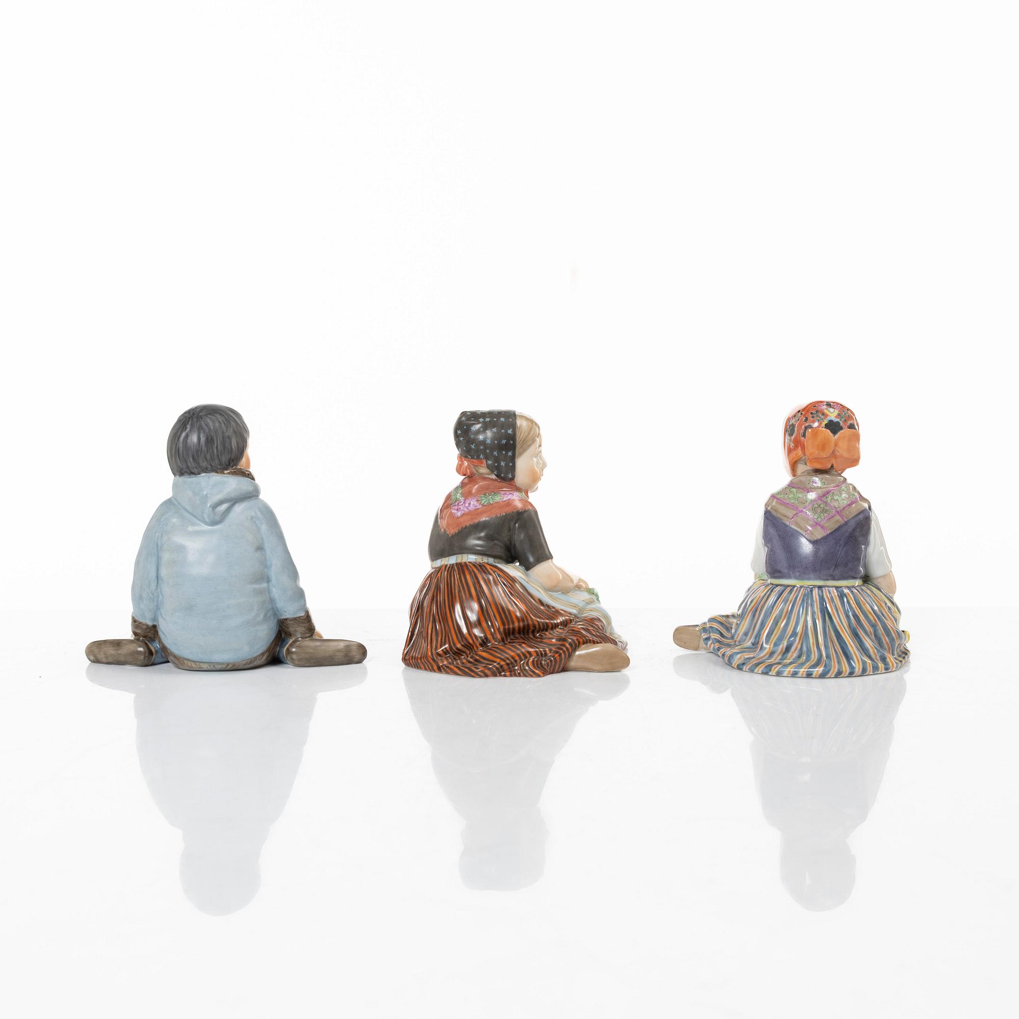 A group of six Danish porcelain figures, Carl Martin-Mansen for Royal Copenhagen, 20th century.