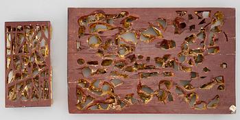 Two wooden reliefs, Late Qing dynasty and 20th century.