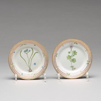 A Royal Copenhagen 'Flora Danica' dinner set for two, Denmark, 20th Century (12 pieces).