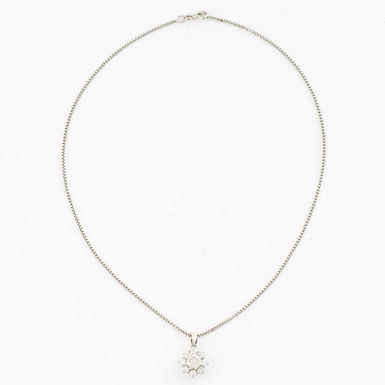 Pendant with chain in 18K white gold set with brilliant-cut diamonds.