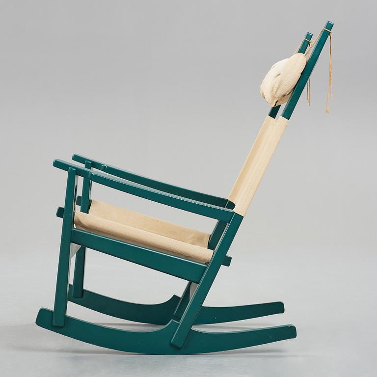 HANS J WEGNER, a "GE673" "The Keyhole", prototype rocking chair in a special colour, Getama, Denmark, 1970's.