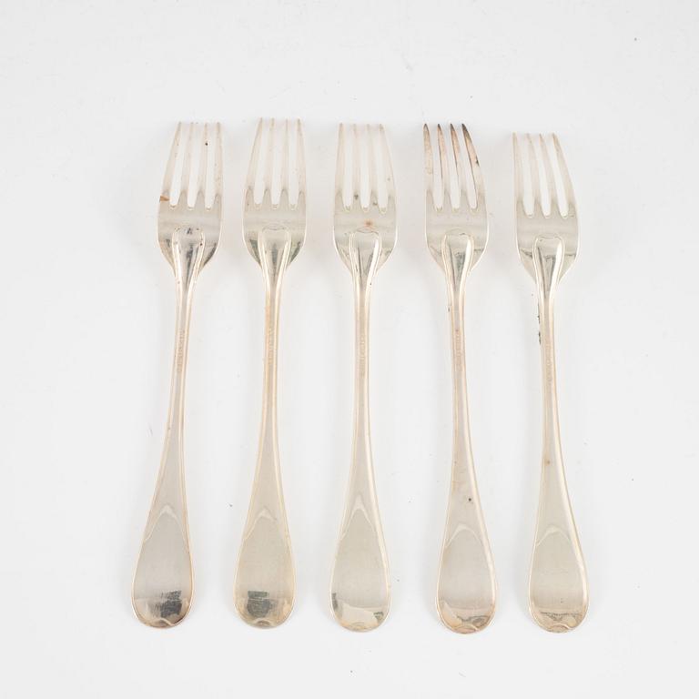 Bestick, 11 st, silver, "Svensk rund", GAB, Stockholm, 1938.