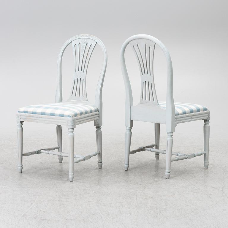 A Gustavian style seven-piece dining suite, mid-20th Century.