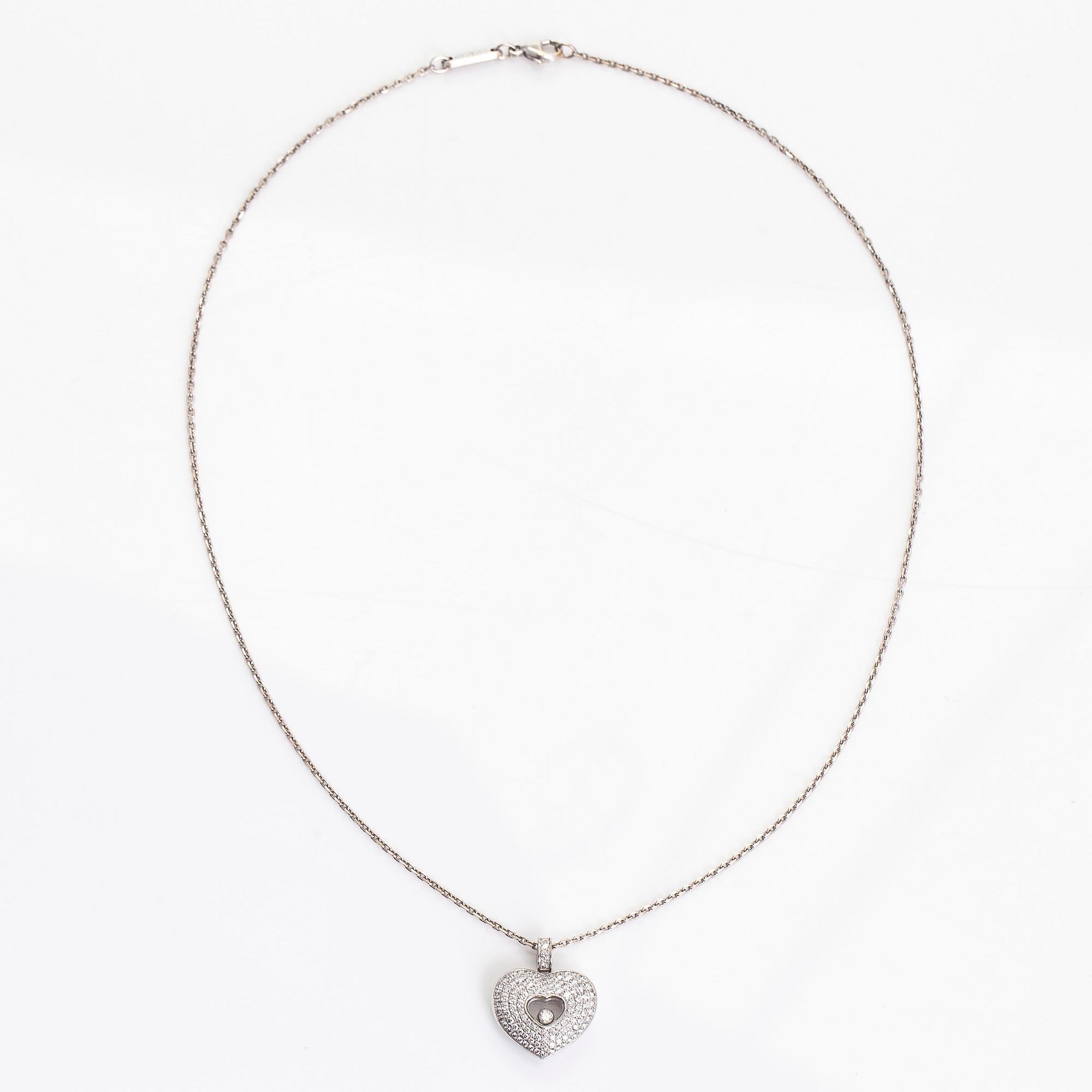 Chopard, halsband med hänge, hjärta "Happy Diamonds", 18K vitguld och diamanter.