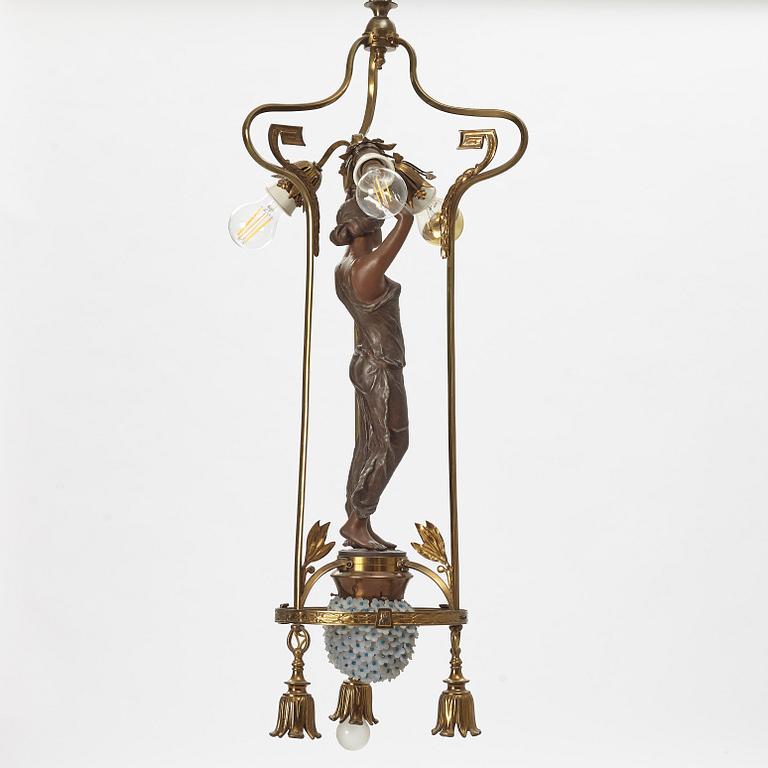 An Art Nouveau ceiling lamp, France, around 1900.