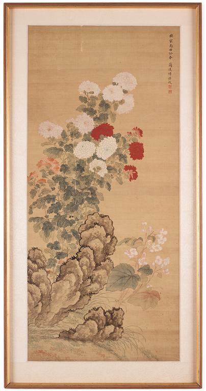 A Chinse scroll painting, signed Yun Yuancheng, possibly 18th Century.