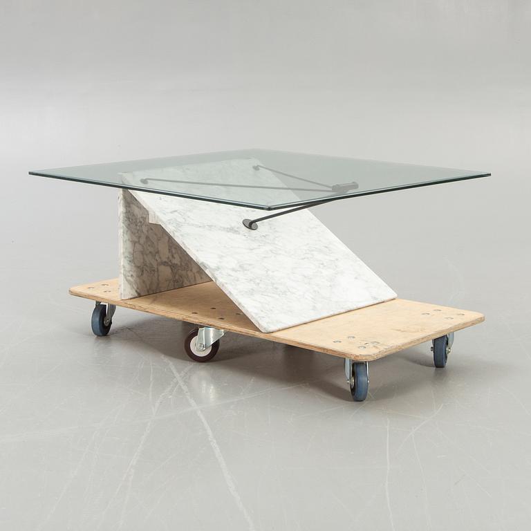 Coffee table, marble, glass, 1980s.