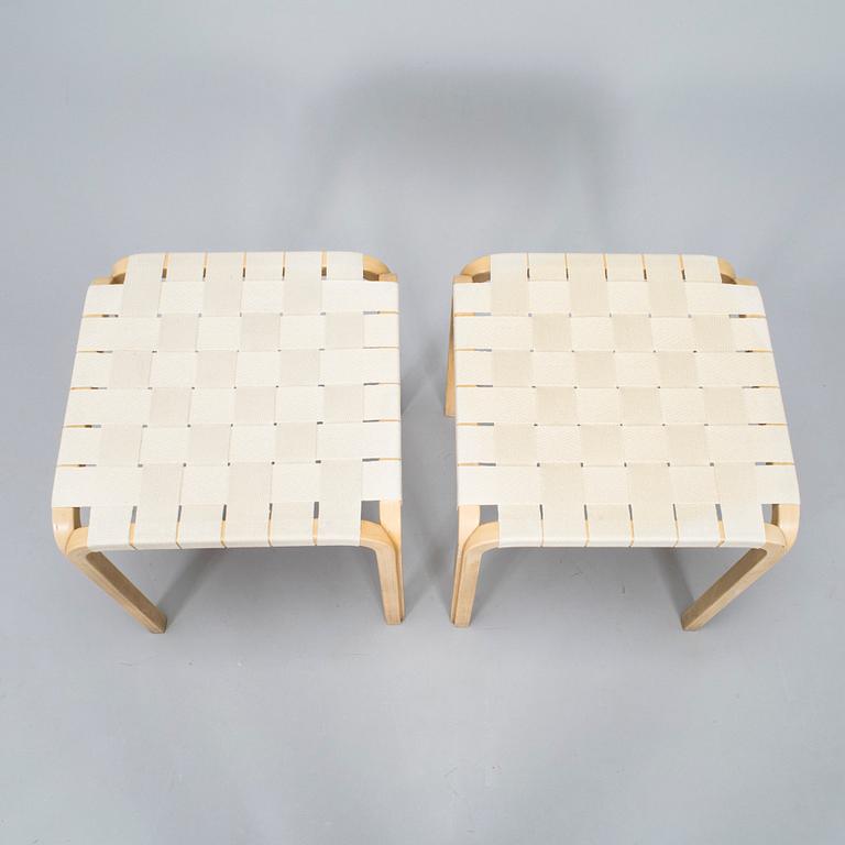 Alvar Aalto, a pair of late 20th century 'Y61' stools for Artek.