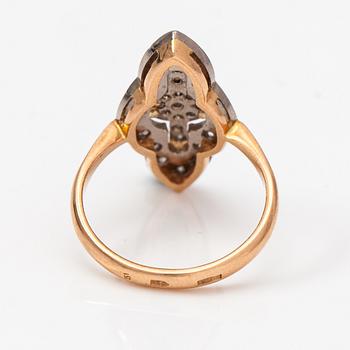 A 14K gold ring with diamonds ca. 0.45 ct in total. Soviet union.