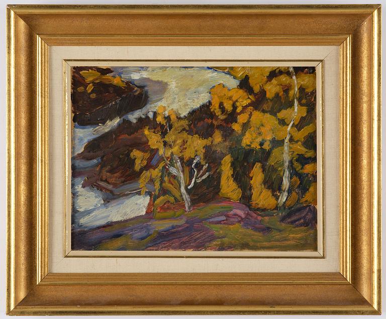 Helmer Osslund, Autumn mood by the rapids.