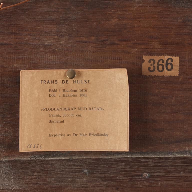 Frans de Hulst Attributed to, A river landscape with a waterside fort.