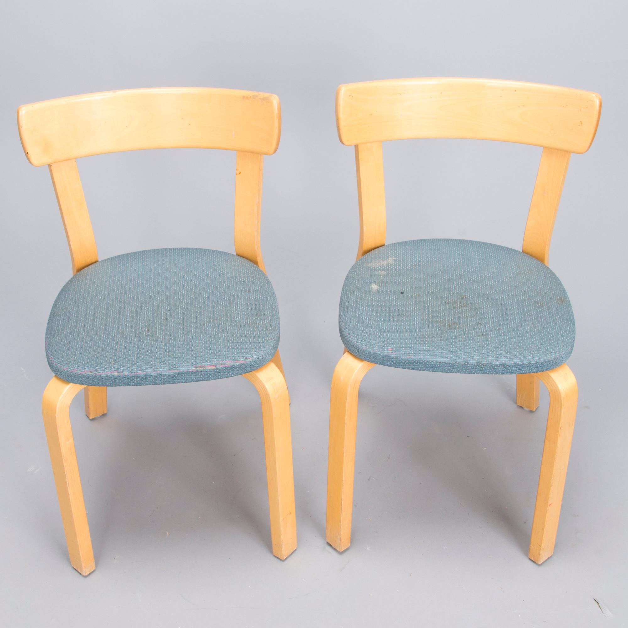 ALVAR AALTO, Two late 20th century  '69' Chairs for Artek,