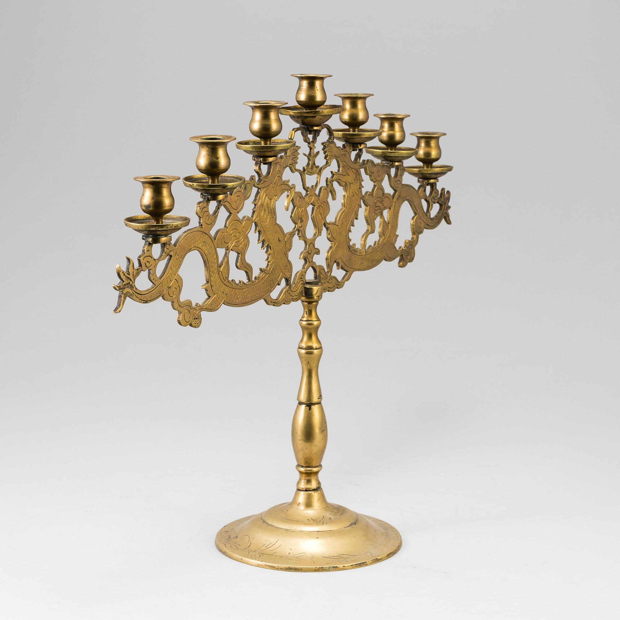 A BRASS CANDELABRUM, CA 1900.