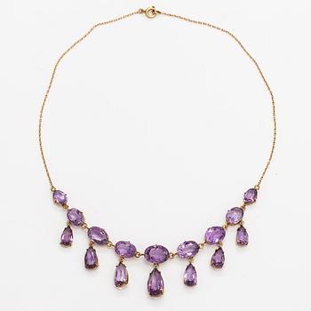 Halsband, förgyllt silver, ametister.
