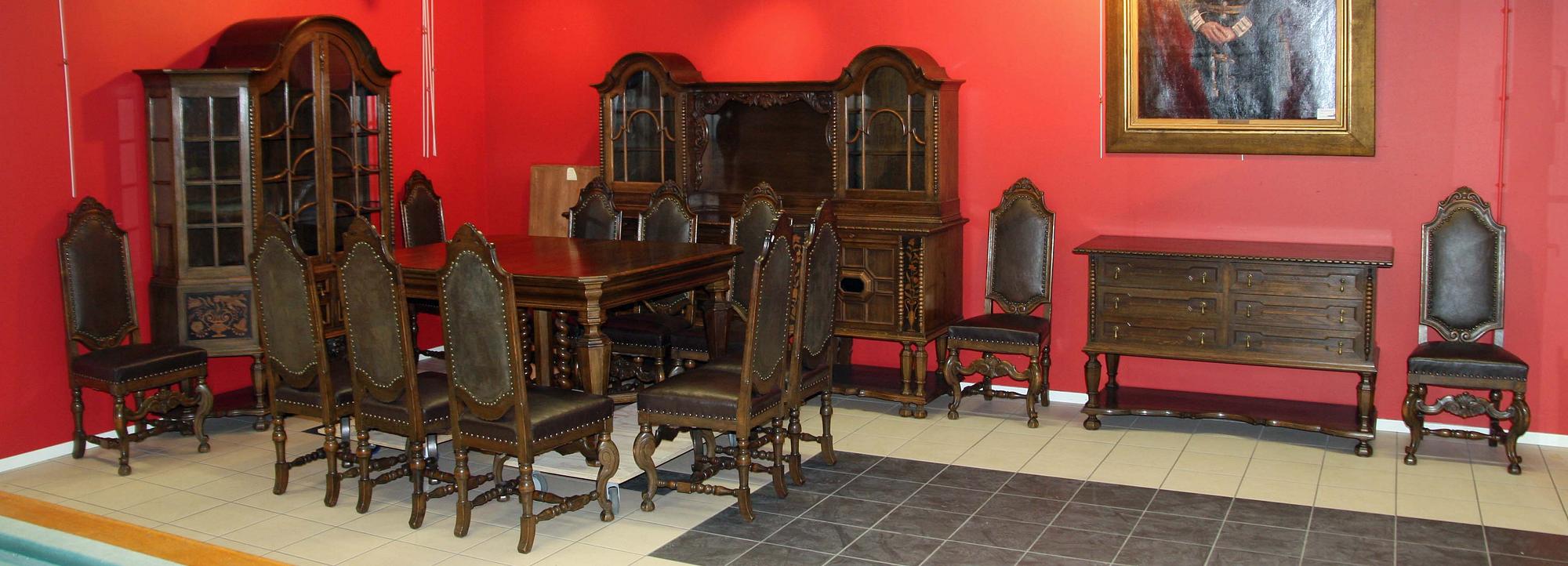 MATSALSMÖBLEMANG, 16 delar, barockstil, brickmärkt Lysberg & Hansen, Köpenhamn.