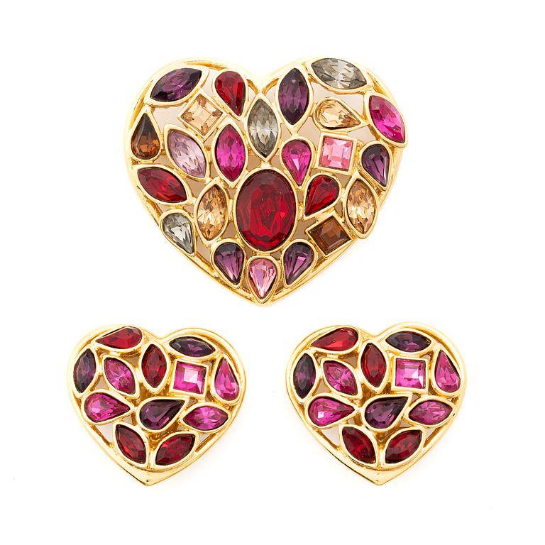 Yves Saint Laurent, earrings and brooch.
