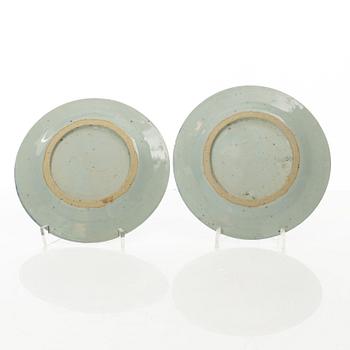 A set of thirteen Chinese blue and white porcelain dishes, Qing dynasty, 19th century.