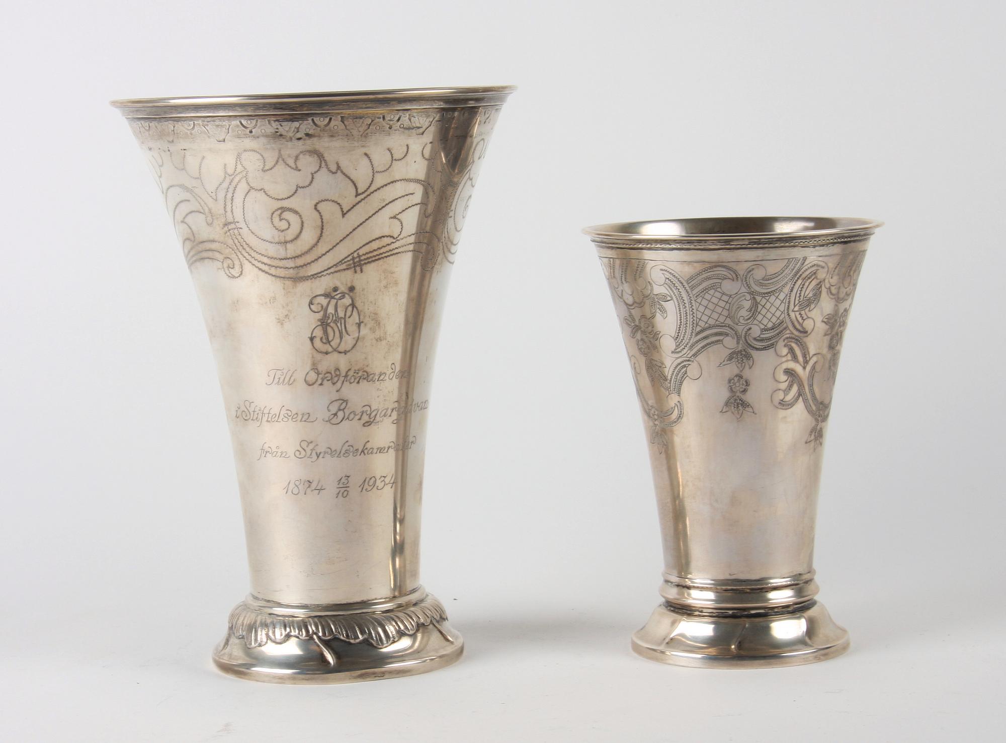 VASER, 2 st, silver, C G Hallberg, Karl Andersson, 1900-tal.