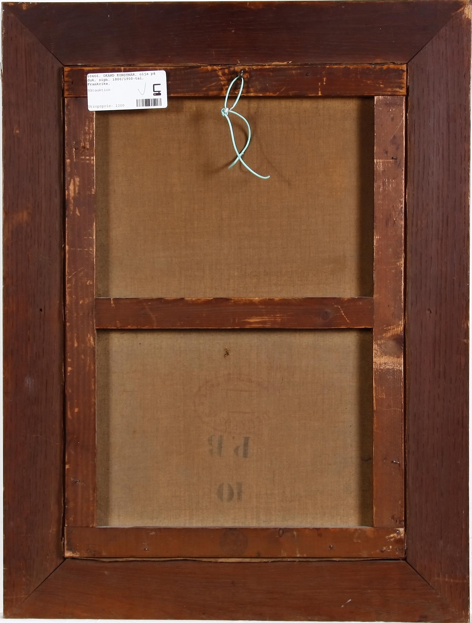 OKÄND KONSTNÄR, olja på duk, sign. 1800/1900-tal, Frankrike.