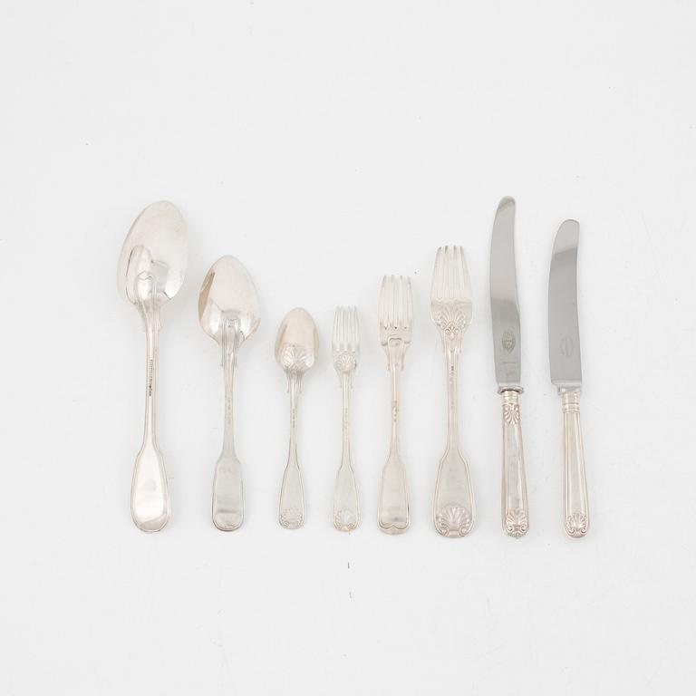 Silver cutlery, 99 pieces, of which 19 pieces are silver plate, Stockholm, 18th/19th century.