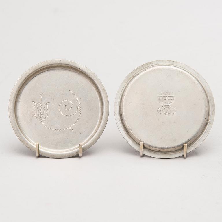 ten pewter coasters, marked Svenskt tenn, 1920/30s.