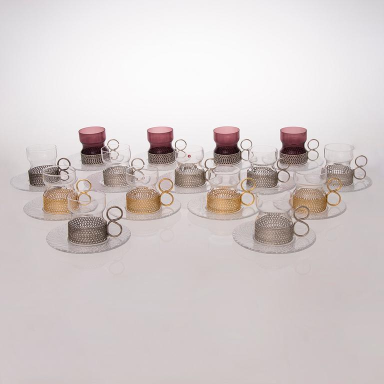 TIMO SARPANEVA, 15 glögglas på fat, "Tsaikka", Iittala.