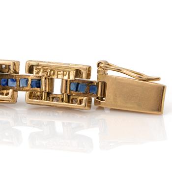 A bracelet set with diamonds and carré-cut sapphires.