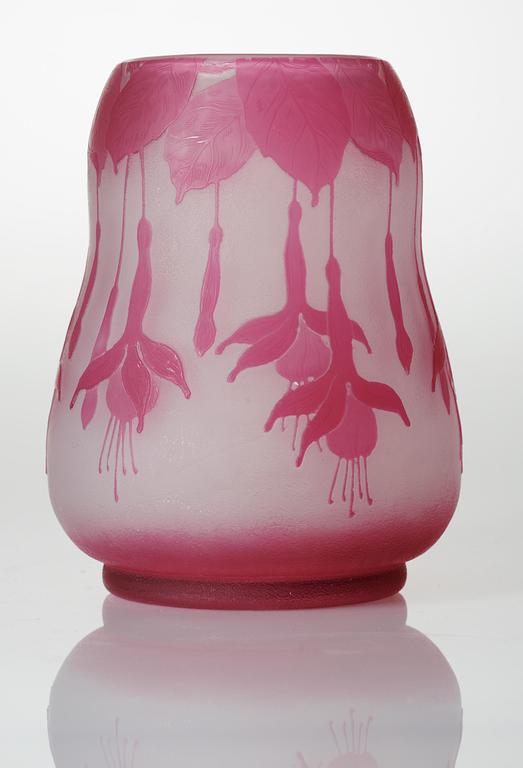 A Karl Lindeberg Art Nouveau cameo glass vase, Kosta.