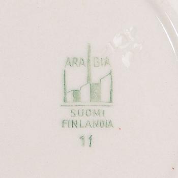 MATSERVIS, 65 delar, ferrafajans, "Maisema" (Landskap) Reinhard Richter, Arabia 1932-1949.