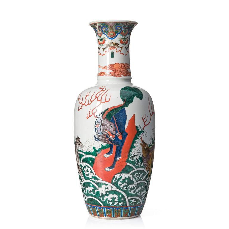 A large vase, late Qing dynasty with Yongzheng mark.
