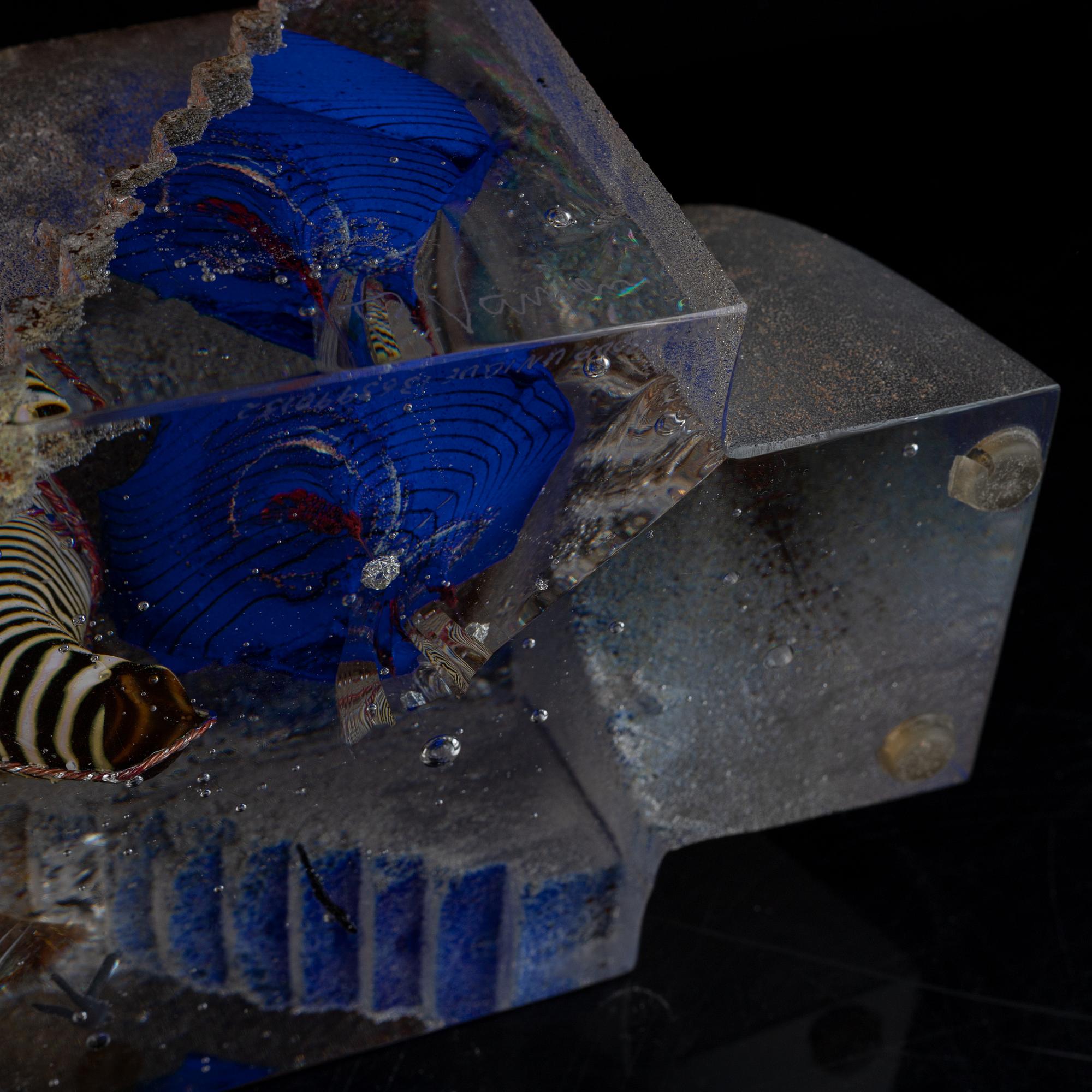 A glass sculpture by Bertil Vallien, for Kosta Boda.