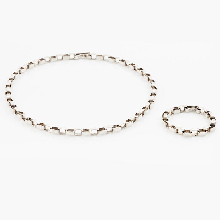 Sven-Erik Högberg, necklace and bracelet, sterling silver, Gothenburg 1975 and 1985.
