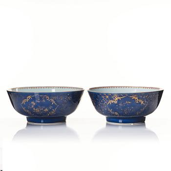 A pair of powder blue punch bowls, Qing dynasty, Qianlong (1736-95).