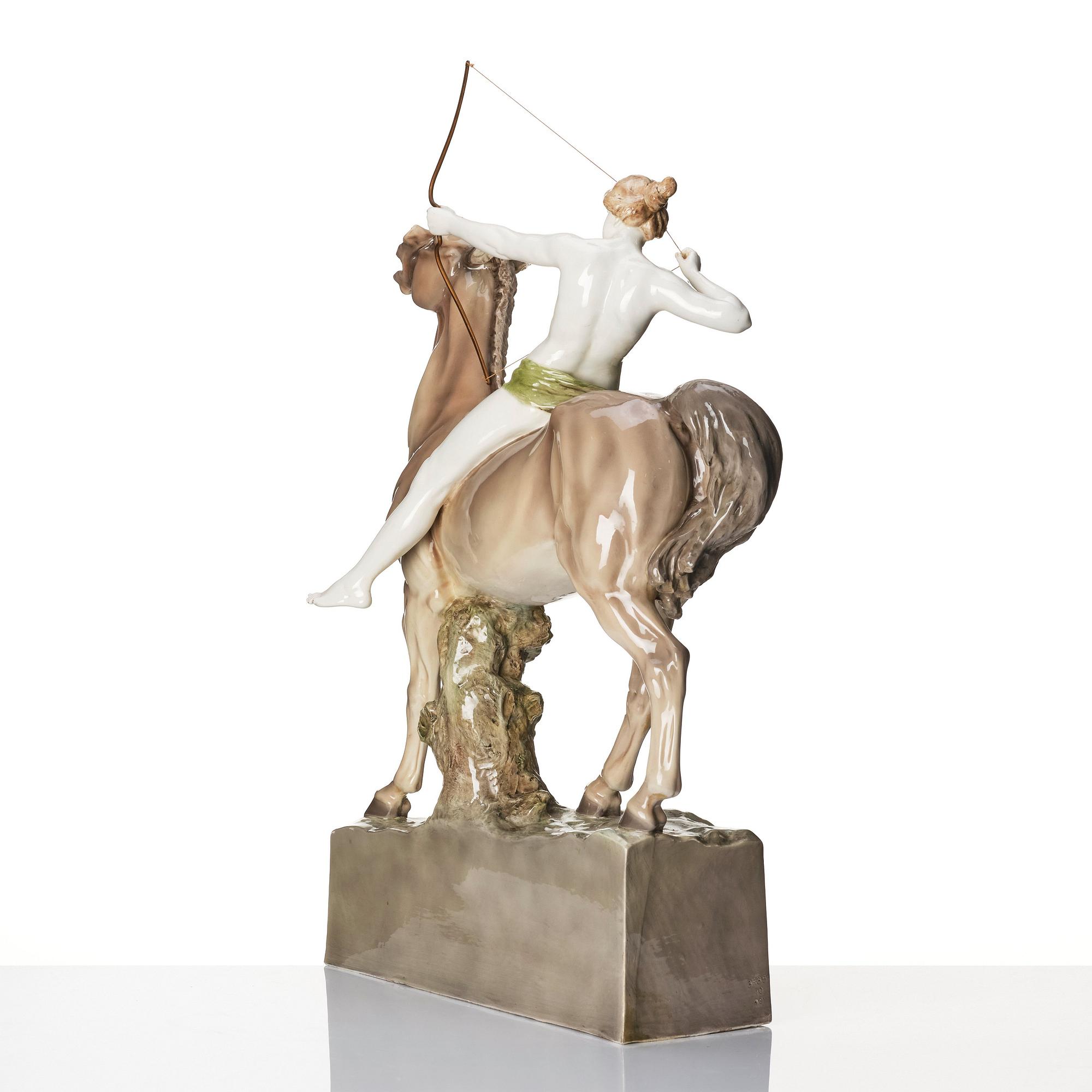 Adolphe-Jean Lavergne, a ceramic sulpture of a hunting Diana, Goldscheider, Wien, ca 1922-41.