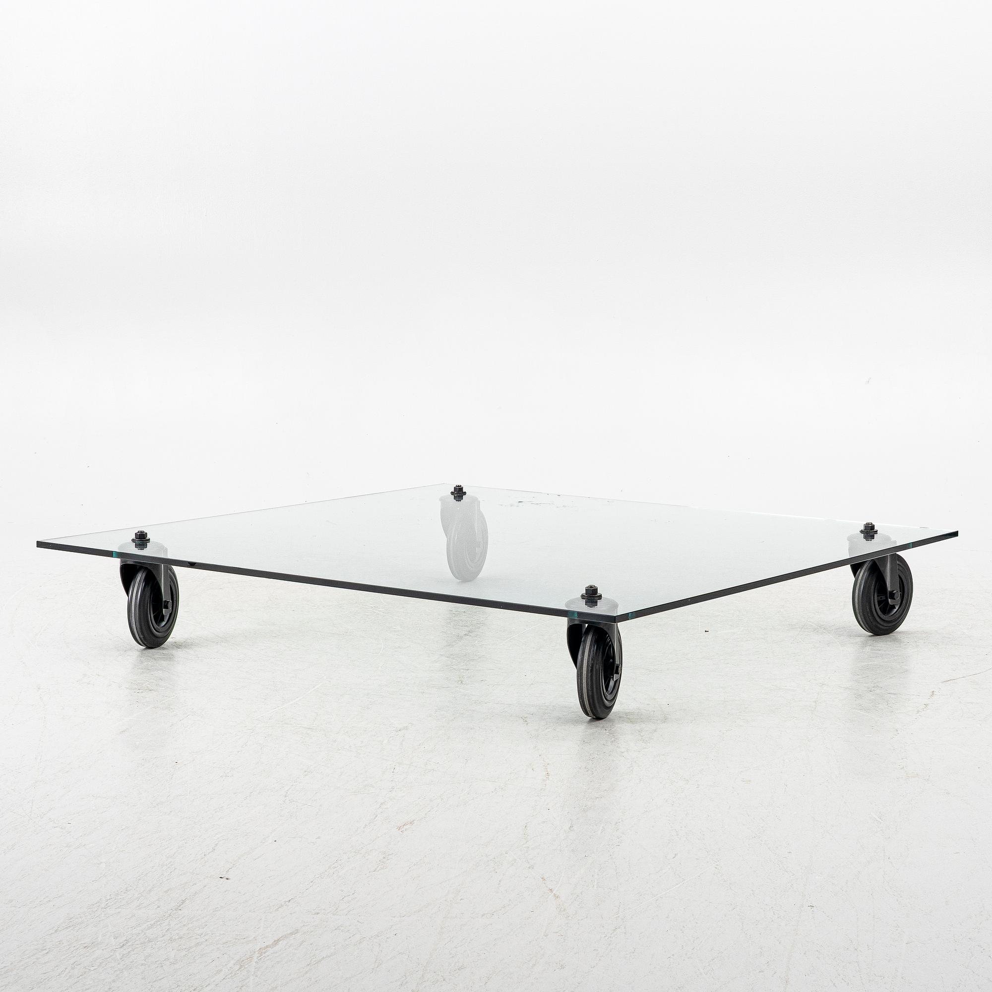Gae Aulenti, soffbord, "Tavolo con Ruote", Fontana Arte, Italien.