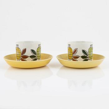 Marianne Westman, a pair of 'King' cups with saucers, Rörstrand, Sweden, 1964-65.