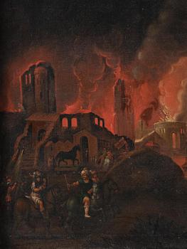 Rombout van Troyen, his circle, Troy is burning.